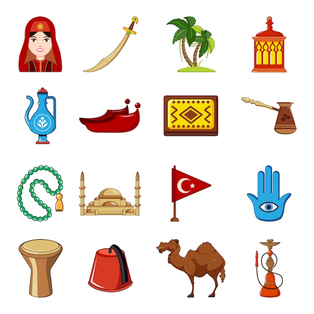 Turkey travel icons set