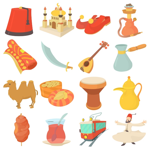 Vector turkey travel symbols icons set