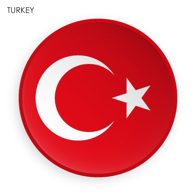TURKEY vlag icoon in moderne neomorphisme stijl Knop voor mobiele applicatie of web Vector op wit