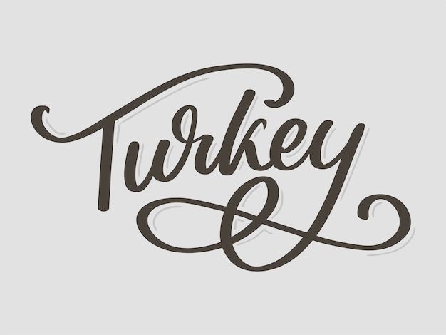 Turkije belettering handgeschreven naam van het land vector ontwerpsjabloon