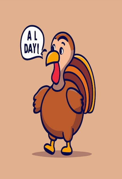 Turkije Happy Thanksgiving ontwerp clipart 2D vector