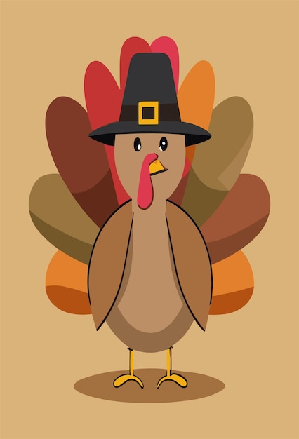 Turkije Happy Thanksgiving ontwerp clipart 2D vector