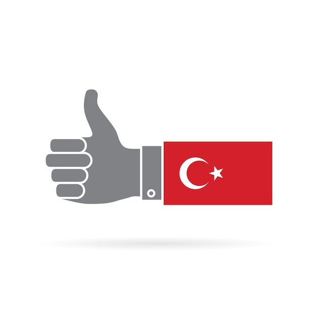 Turkije land vlag duimschroef opwaarts vector icon