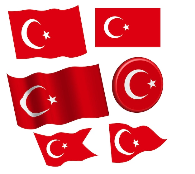 Turkije vlag vectorillustratie van verschillende vormen