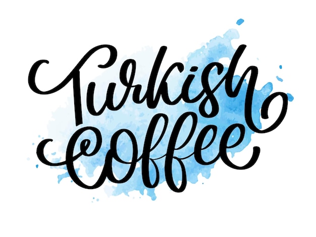 Segno di tipografia del logo vettoriale della lettera del caffè turco in bianco e nero poster pubblicitario o design del modello lettering moderno logotipo insegna del caffè elementi di design illustrazione vettoriale