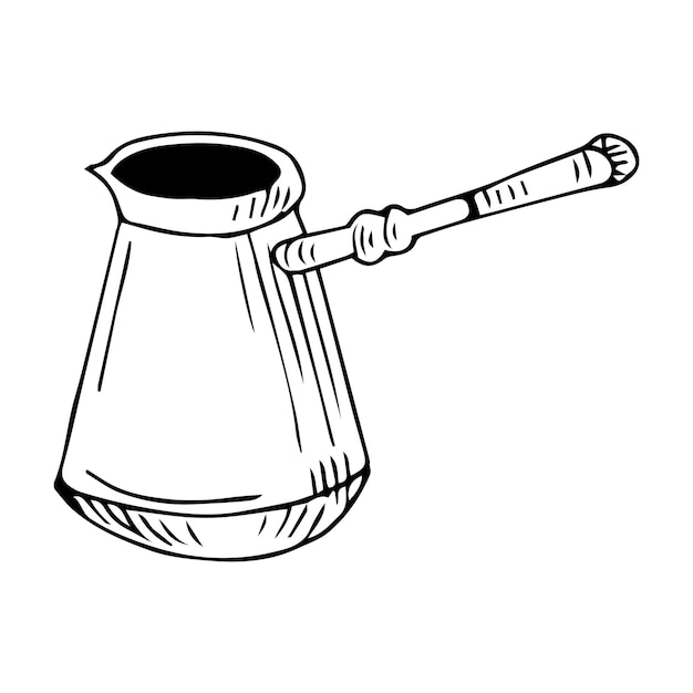 turkish coffee pot for cafe concept vector illustration. hand drawing doodle linear icon sign symbol