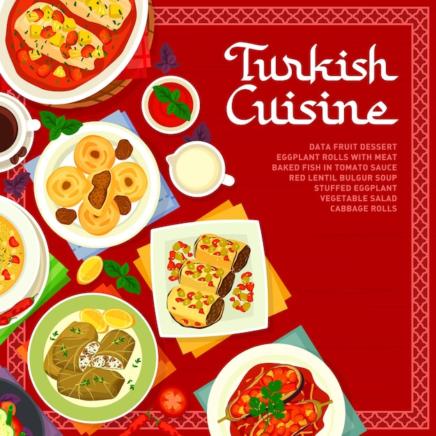 turkish cuisine menu cover template vector card