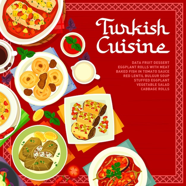 Vector turkish cuisine menu cover template vector card