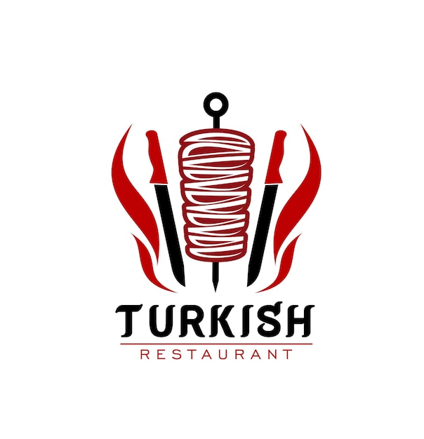 Turkish cuisine restaurant icon with doner kebab