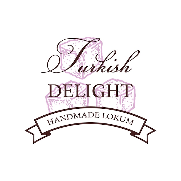 Turkish delight logo template Vector illustration in sketch style