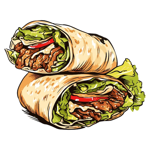 Vector turkish doner kebab vintage woodcut engraving style vector illustration