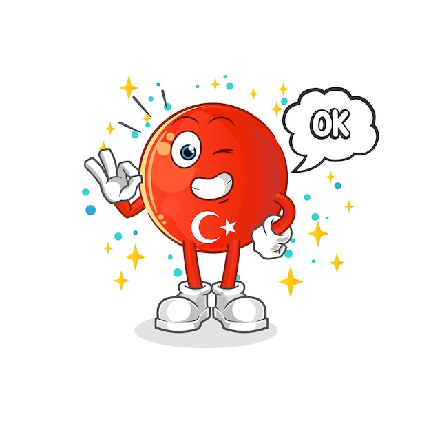 Turkish flag agree mascot cartoon vector