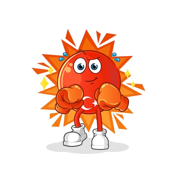 turkish flag boxer character. cartoon mascot vector