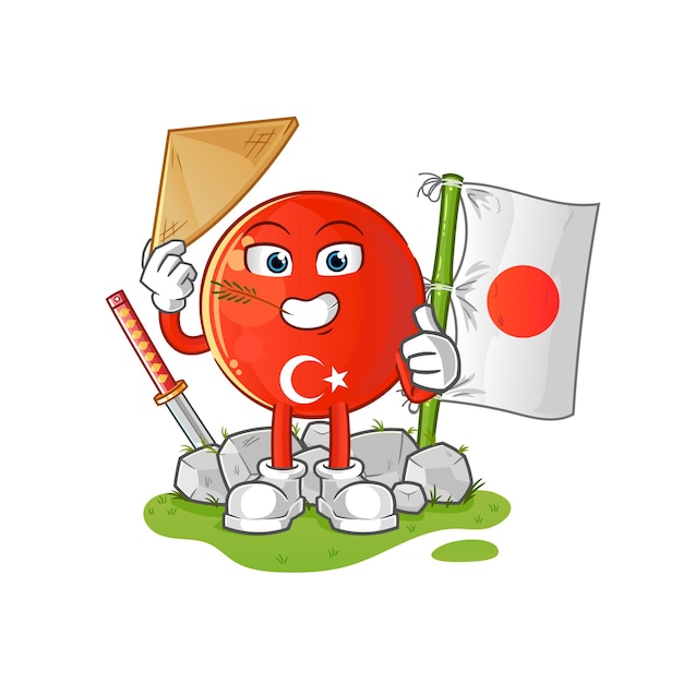 Turkish flag japanese vector. cartoon character