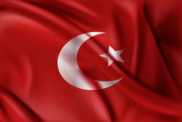 Vector turkish flag realistic background