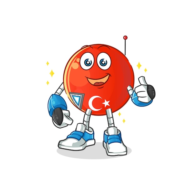 turkish flag robot character. cartoon mascot vector