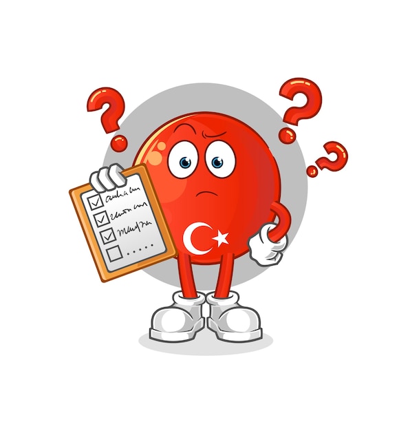 turkish flag schedule list vector. cartoon character