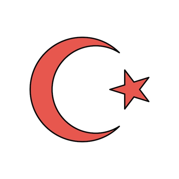 Vector turkish flag symbol star and crescent vector illustration