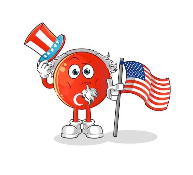 Turkish flag uncle sam character. cartoon mascot vector