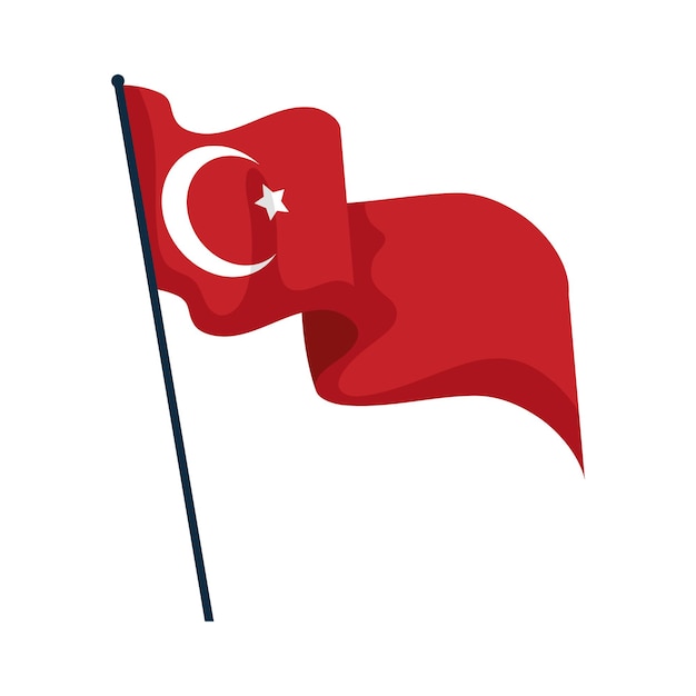 Turkish flag on white