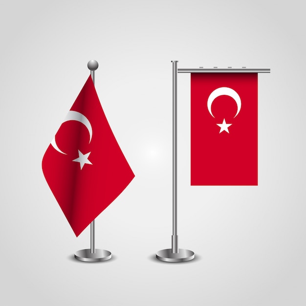 Turkish flag with flag design vctor