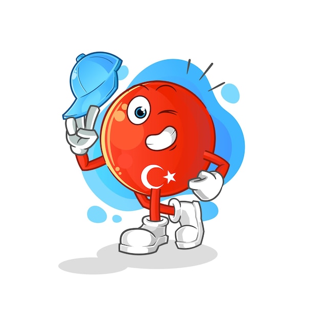 Turkish flag young boy character cartoon