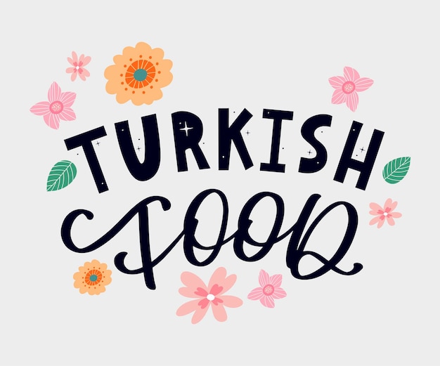 Turkish food letter design element traditional design vector lettering illustration healthy meal