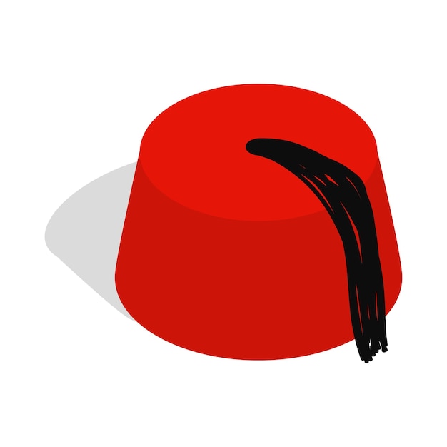 Vector turkish hat fez icon in isometric 3d style on a white background