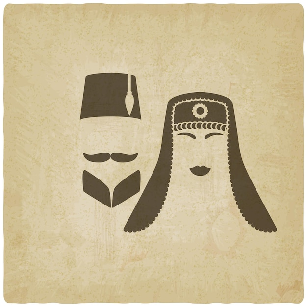 Vector turkish man and woman old background