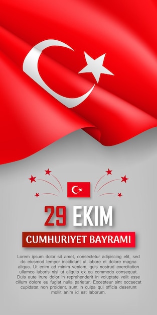 Вертикальный флаер национального дня Турции