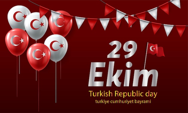 Вектор День турецкой республики - 29 ekim turkiye cumhuriyet bayrami дизайн шаблона иллюстрации