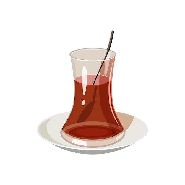 Vector turkish tea icon in cartoon style on a white background