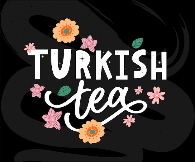 Turkish traditions of tea ceremony Tea time Decorative elements for your design Vector Illustration