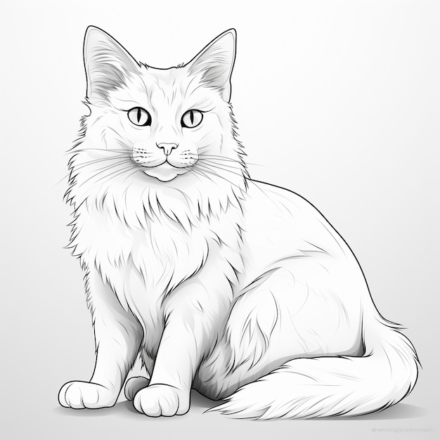 Vector turkish van kitten cat