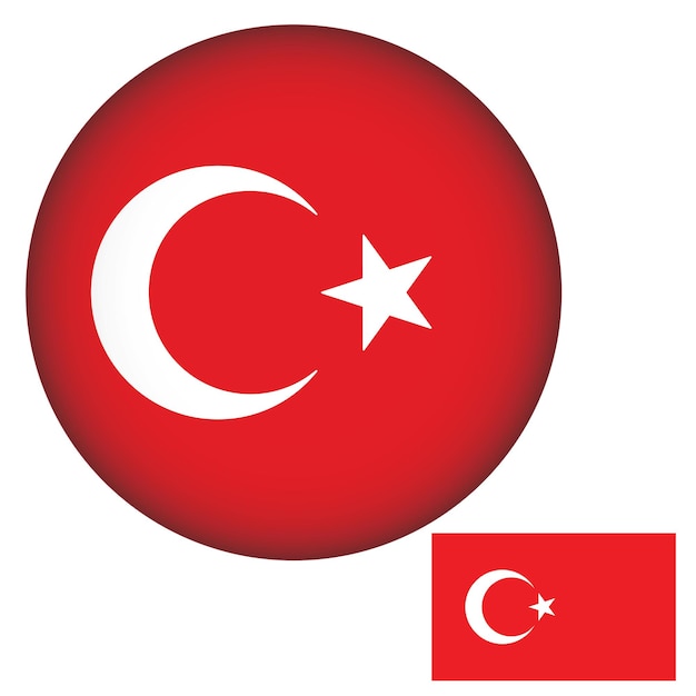 Vector turkiye flag round shape