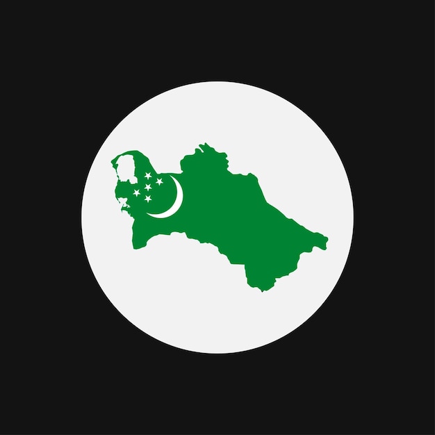 Turkmenistan map silhouette with flag on white background