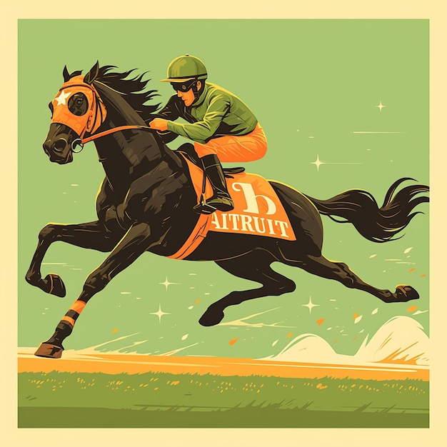 Vector a turkmenistani man is playing horse racing