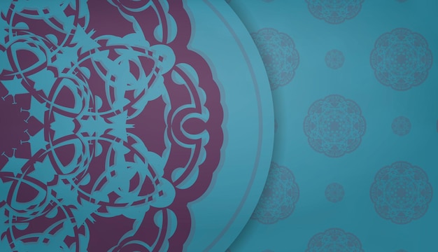 Turkoois spandoek met Indiaas paars ornament en een plek onder het logo