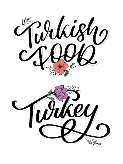 Turks eten brief Ontwerpelement Traditioneel ontwerp Vector belettering illustratie Gezonde maaltijd