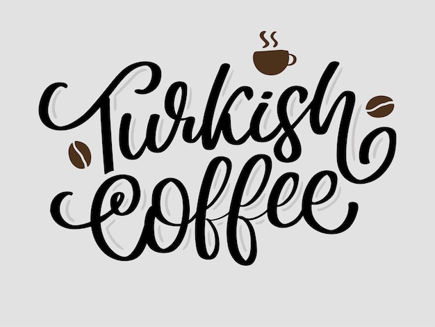 Turkse koffie letter vector logo typografie teken in zwart-wit reclame poster of sjabloon