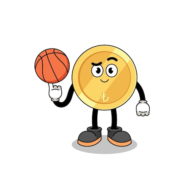 Turkse lira illustratie als basketbalspeler