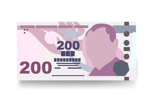 Turkse Lira Vector Illustratie Turkije geld set bundel bankbiljetten Papiergeld 200 TRY