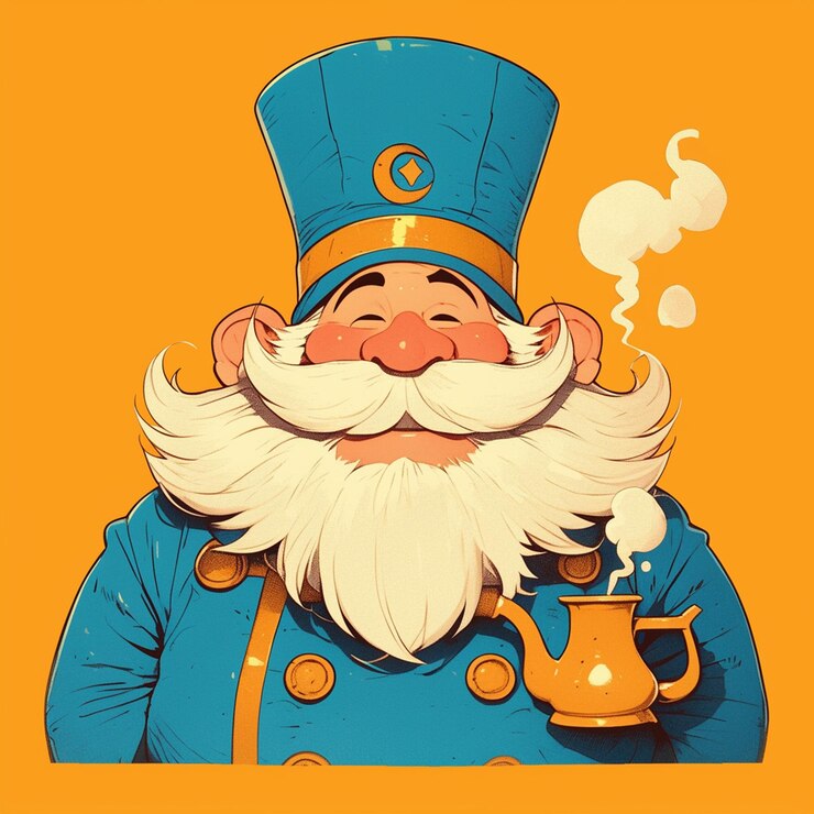 Vector turkse man in traditionele turkse koffiebrouwerskleding