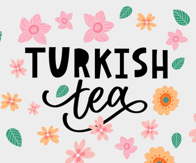 Turkse tradities van theeceremonie theetijd decoratieve elementen voor uw ontwerp vectorillustratie