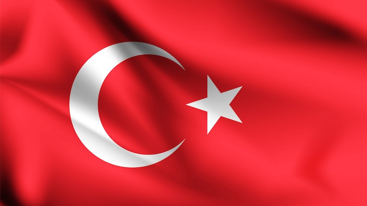 Vector turkse vlag waait in de wind.