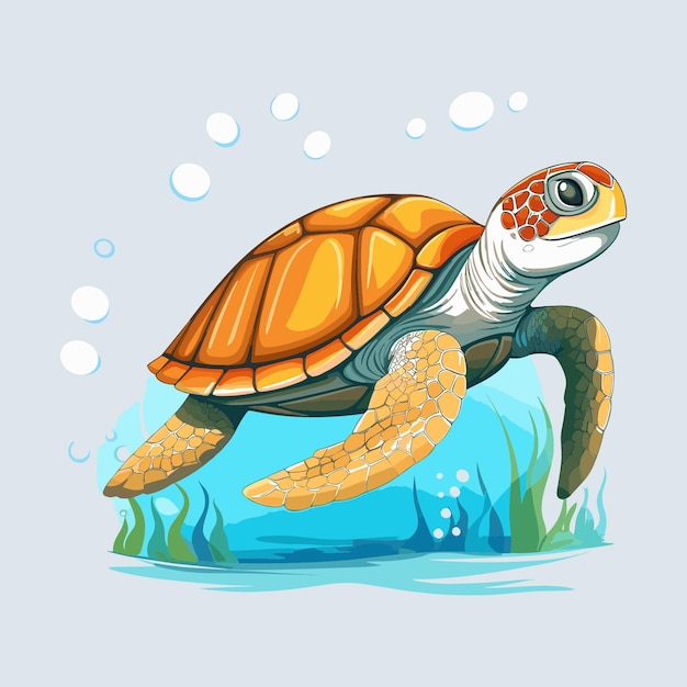 Turle illustratie ontwerp onder water