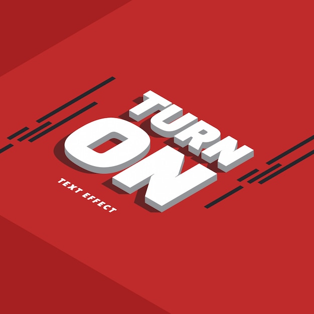 Turn On Isometric Text Effect Vector