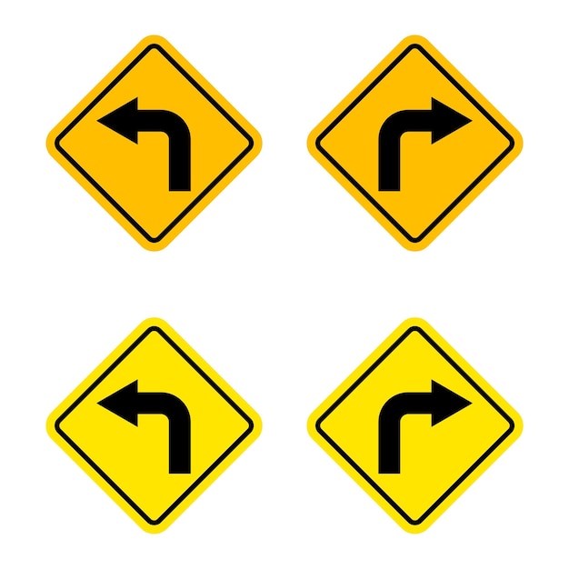Поверните налево или поверните направо Знак шаблона векторного логотипа Иллюстрация Дизайн Вектор EPS 10