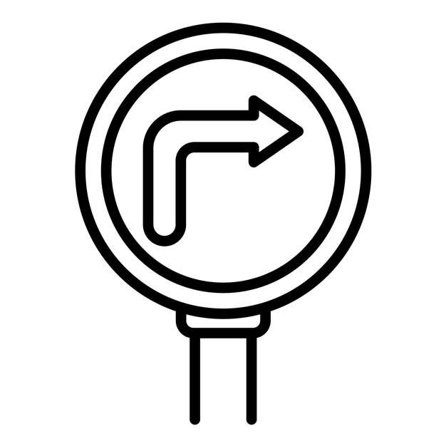 Turn Right Vector Illustration Style