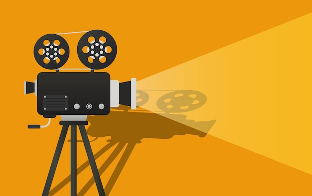 Projector camera and reel strip production movie Vector Image